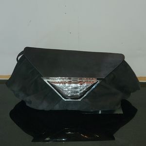 VINTAGE PREOWNED JANE AUGUST BLACK CLUTCH LEATHER BAG MADE IN ITALY